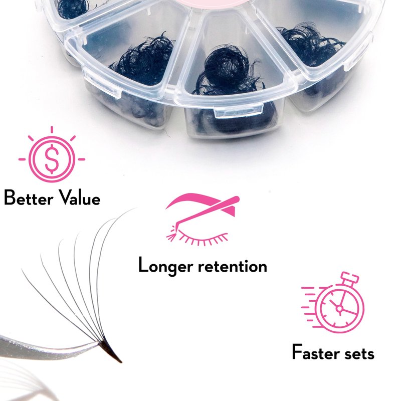 One V Salon Pro 6D Promade Loose Fans, 1000 Premade Volume Lash Fans |C Curl, 0.07 mm | 8–15 mm Mixed Lengths | Thin Base, Hand-Crafted(6D-0.07-C-Curl)