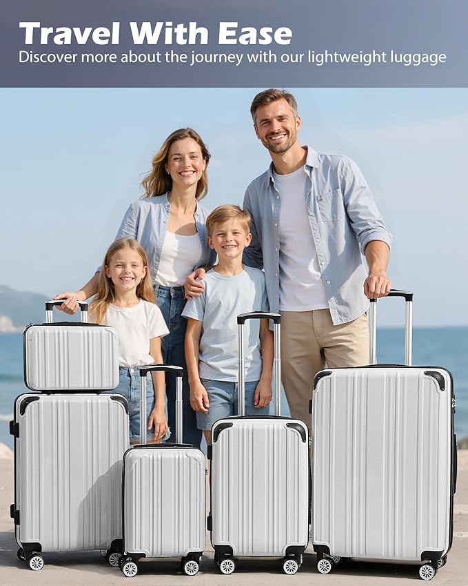 Coolife Luggage Sets, 5 Piece Durable Suitcase, Lightweight Carry on Luggage with PC+ABS Hardshell, Dual Spinner Wheels, TSA Lock and YKK Zipper (wine wind new, 5 piece set)
