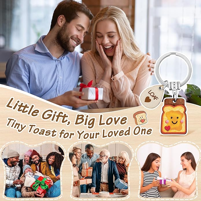 Cute Toast Keychain for Girls, New Beginnings Gifts for Best Friend as Next Chapter Stuff, Cute Love Engagement Housewarming Birthday New Job Gifts for Coworker Couple Bestie Sister Parents