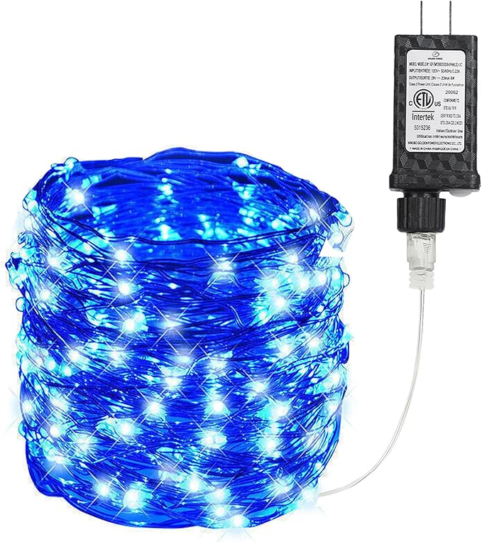 Joomer Fairy String Lights 33FT 100 LEDs Plug in Fairy Lights Indoor Copper Wire String Light DIY for Bedroom, Parties, Wedding, Christmas, Outdoor, Indoor Decoration (Blue, Non-Connectable)