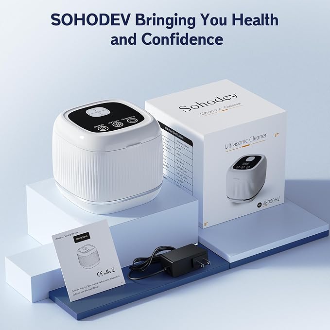 2025 upgraded 3-in-1 version Ultrasonic Retainer Cleaner Machine, degassing technology+ultrasonic+UV, with a 5-fold increase in cleaning efficiency for Dentures, Mouth Guards, Braces, Jewelry