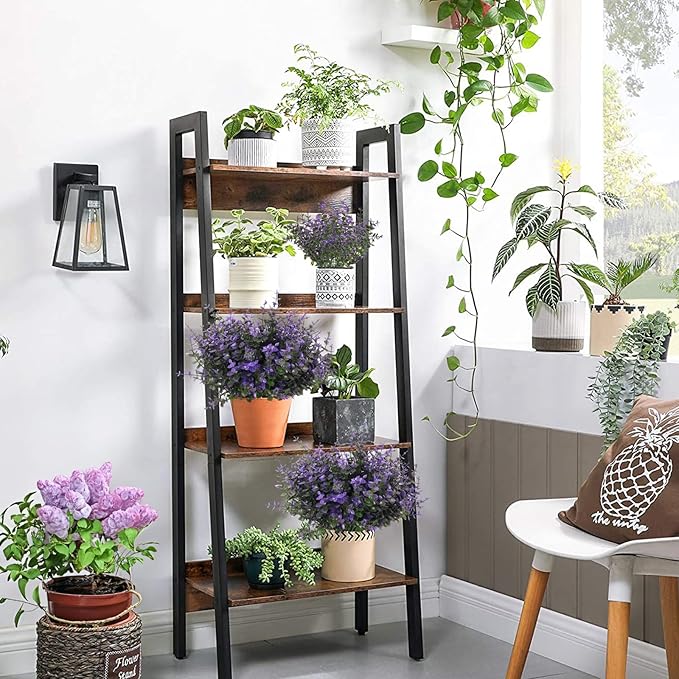 RECUTMS Fake Shrubs Flowers, 12 Bundles Faux Outdoor Plants UV Resistant Artificial Greenery Eucalyptus Flowers Boxwood Springs Fake Plants Indoor Outside Hanging Planter Home Garden Decor (Purple)
