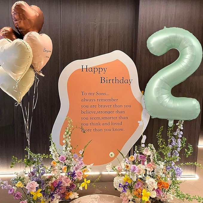 40 Inch Olive Green Large Number Balloons 0-9, Number 2 Balloons Foil Mylar Big Number Balloons, Helium Number Balloons Decorations For Birthday, Anniversary Events, Wedding Party