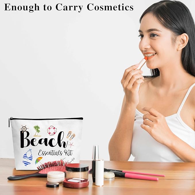 Summer Cosmetic Bag, Cruise Gift Makeup Bag with Zipper for Toiletry Bag Accessories, Beach Lover Gifts for Women Girls Birthday- B13