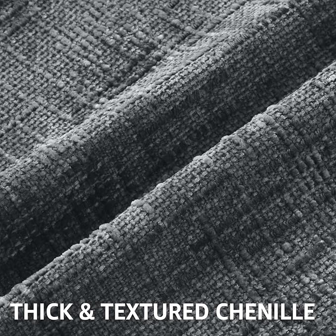 decorUhome Dark Grey Chenille Throw Pillow Covers 22x22 Set of 2 Thick Textured Slubby Couch Pillow Covers Farmhouse Accent Modern Neutral Decorative Pillow Cases for Bed Sofa Living Room