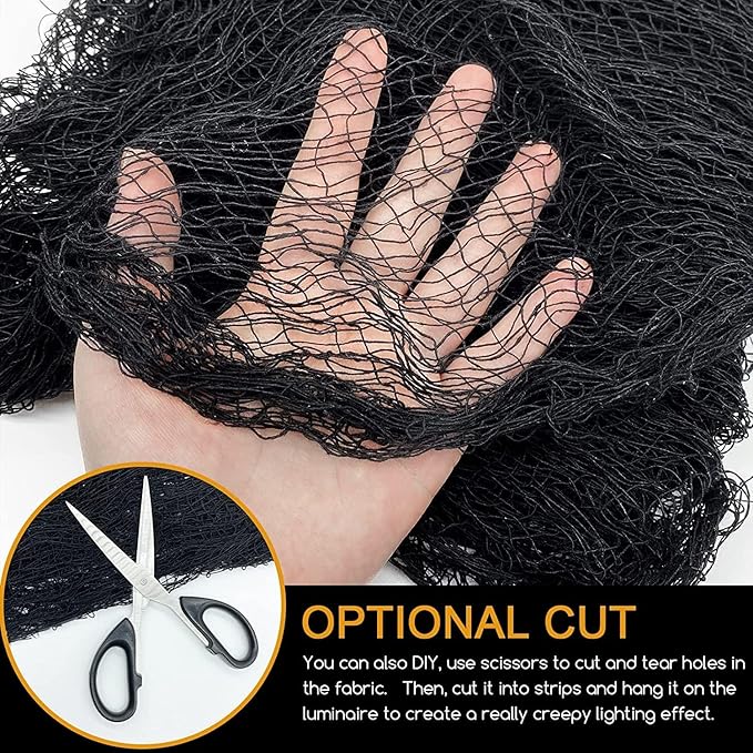 4 Pack Halloween Creepy Cloths, Scary Spooky Cloth Creepy Gauze, 30 x 120inch Freaky Loose Weave Creepy Cloth, Decoration for Haunted Houses Props Halloween Wall Outdoor Indoor Decor (Black)