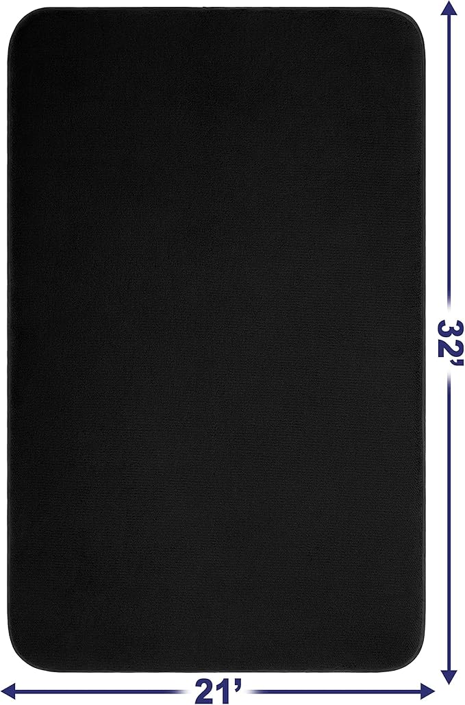 American Soft Linen 21x32 Fluffy Foamed Slip Reducer Bath Rug, Machine Washable Area Bath Mat Rugs for Bathroom, Black