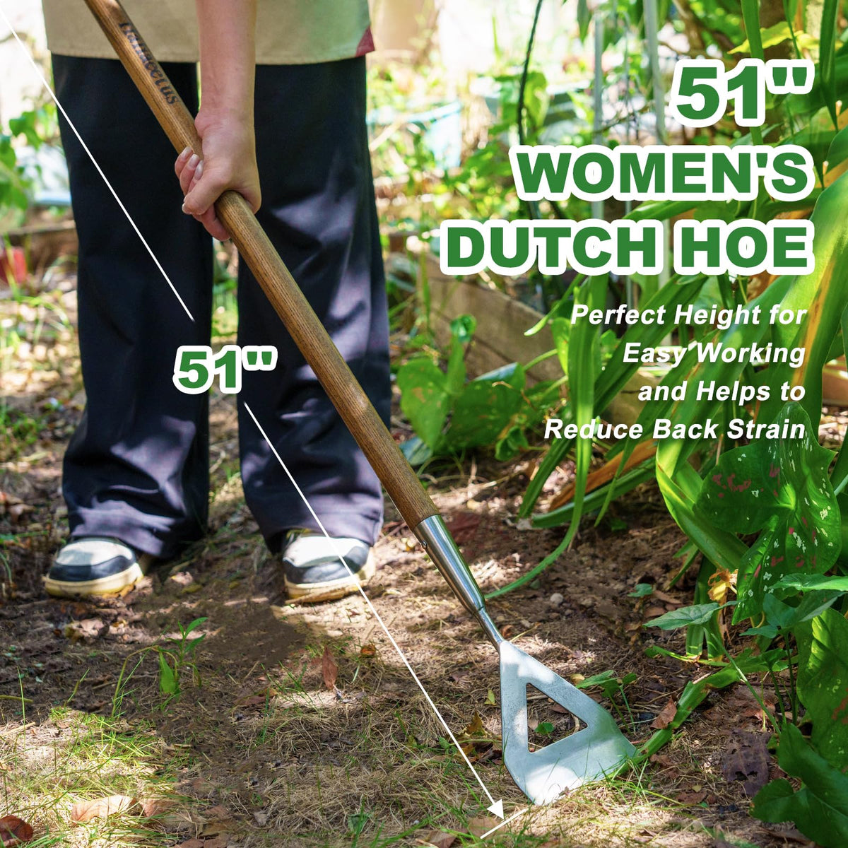 Haliaeetus Women's Dutch Hoe, 51'' Long Handle Dutch Hoe Weeder for Weeds