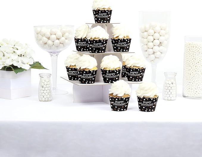 Big Dot of Happiness Adult Happy Birthday - Gold - Birthday Party Decorations - Party Cupcake Wrappers - Set of 12