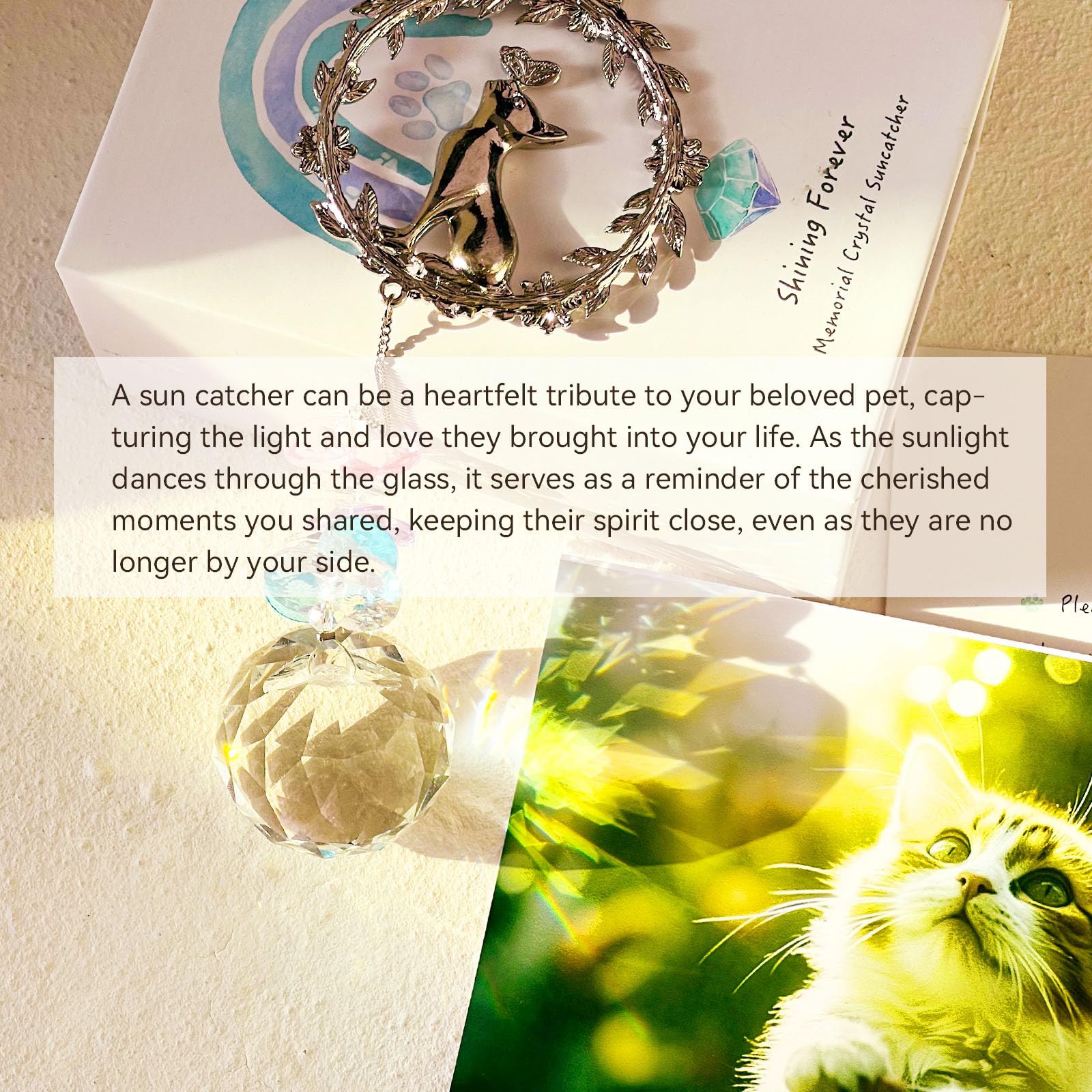 Cat Memorial Gifts for Loss of Cat, Cat Sympathy, Pet Memorial Suncatcher