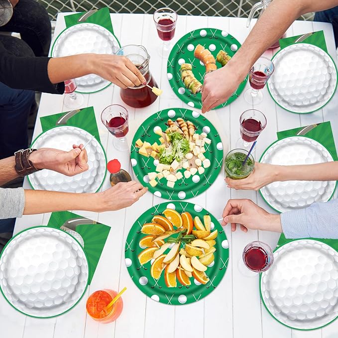 Rakuto Golf Party Plates Napkins, 64PCS Golf Party Decoration Supplies Tableware Set, Disposable Paper Plates Napkins Forks Birthdays Supplies(16 Guests)