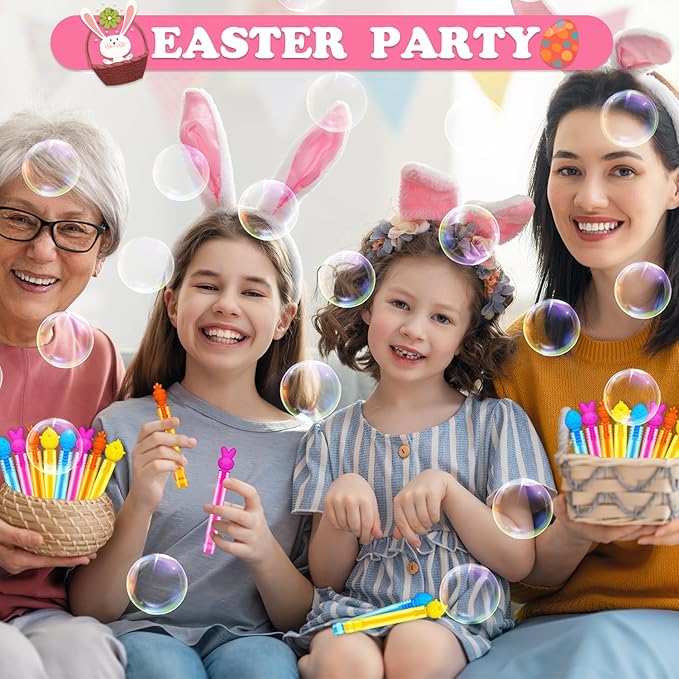 Easter Mini Bubbles Wands Toys Gifts for Toddlers,20 Pack Small Bubble Party Favors for Kids,Easter Goodie Gift Treat Bags Stuffers Basket Essentials,Non Candy Prize Stuff Pinata Fillers for Classroom
