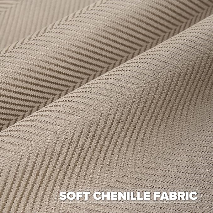 FUTEI Oatmeal Chenille Throw Pillow Covers 16x16 Inch Set of 2,Soft Wide Chevron Textured Cushion Case,Farmhouse Home Decor for Couch Bed Living Room