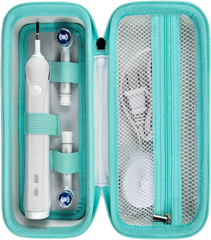 Toothbrush Travel Case Compatible with Oral-B Pro 1000, 2000, 3000, 3500, 1500/ for Philips Sonicare ProtectiveClean 4100 5100 Electric Toothbrush with Mesh Pocket for Accessories - White (Bag Only)