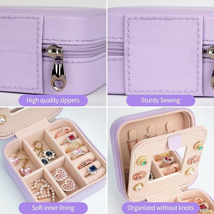 AYGXU Travel Jewelry Box for Women and Girls - Small Case With Initial A-Z - Teacher Gifts