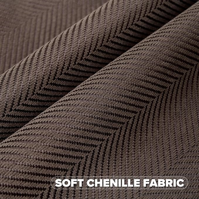 FUTEI Dark Coffee Chenille Throw Pillow Covers 22x22 Inch Set of 2,Soft Wide Chevron Textured Cushion Case,Farmhouse Home Decor for Couch Bed Living Room
