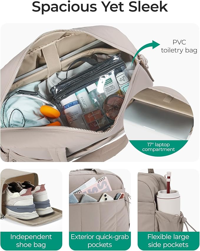 BAGSMART Gym Bag for Women, Duffle Bag for Travel with Wet Pocket, Lightweight Carry on Weekender Duffel, Water Resistant