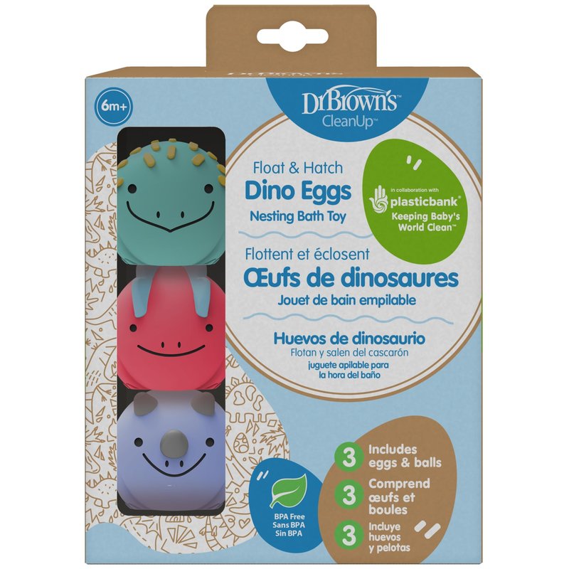 Dr. Brown's CleanUp Float & Hatch Dino Eggs, Multi-Use Interactive Bath and Pool Toy for Toddlers, 6m+, BPA Free (Packaging May Vary)