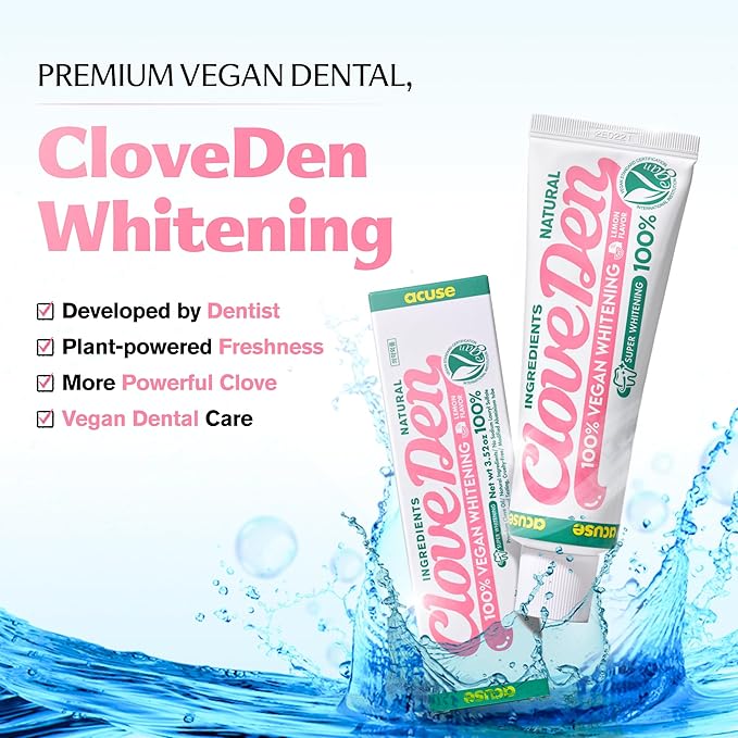 Fluoride Free Vegan Whitening Toothpaste – Hydrogen Peroxide Stain Removal, Hydroxyapatite Enamel Support, Gentle Daily Whitening, SLS-Free, Lemon Mint Freshness, 3.52oz / 100g