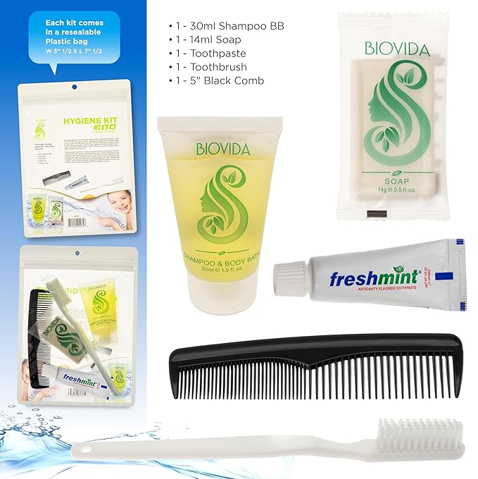 Moda West 4 Hygiene Kits - Toiletry Kit with Oral Care and Grooming Essentials, Featuring: Travel Size 5 Pc Kit