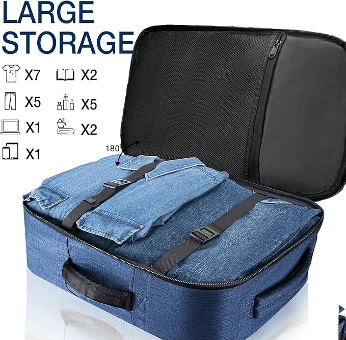 Dinictis Travel Backpack Carry on Flight Approved, Backpack Suitcase for Travel, Personal Item Travel Bag fits 17 inch Laptop-Blue