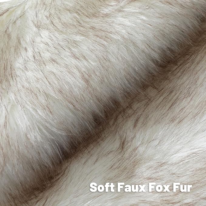 FUTEI Coffee White Decorative Throw Pillow Covers 18x18 Inch Set of 2,Soft Fluffy Faux Fox Fur Textured Cushion Case,Modern Home Decor for Couch Living Room