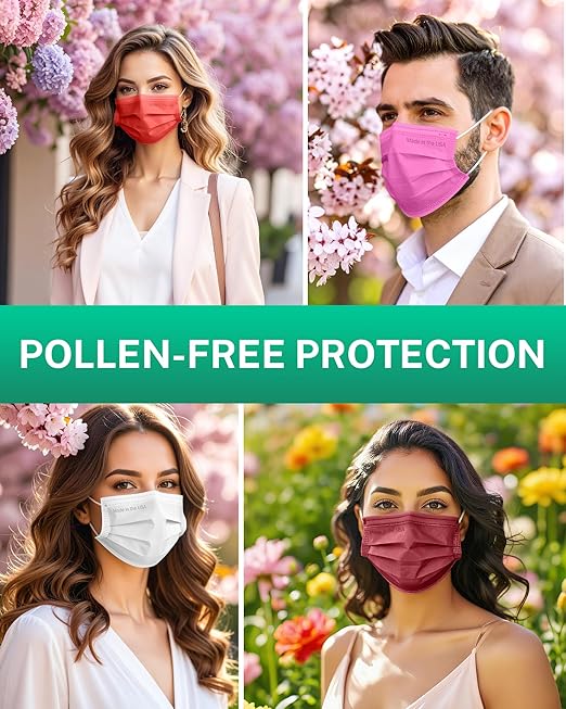 Disposable Face Masks Made in USA, 4 Ply for Families, Students, Breathable All-Day Wear & Safety, FSA HSA Eligible, ASTM Level 3 Medical Grade, 50 Pack, White