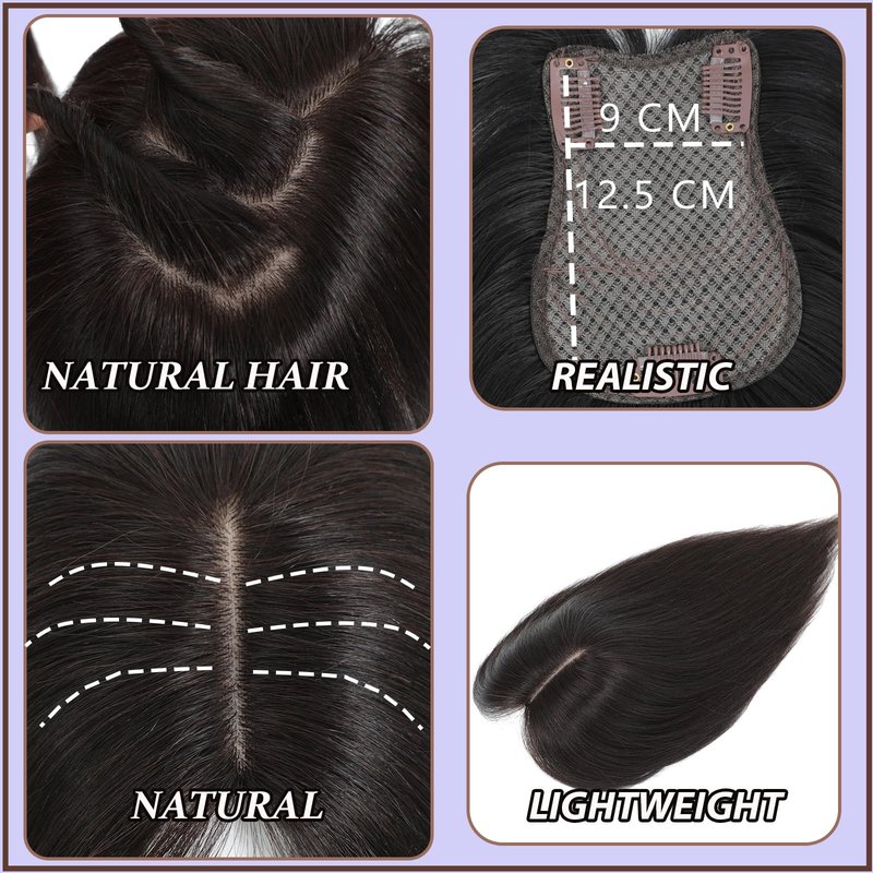 RMYHIG Hair Topper, 360° 3D Hair Toppers for Women with Thinning, 18 Inch Long Pieces for Women Clip in Wispy or Side Bangs(Medium Chestnut Brown, 3D Side Bangs)