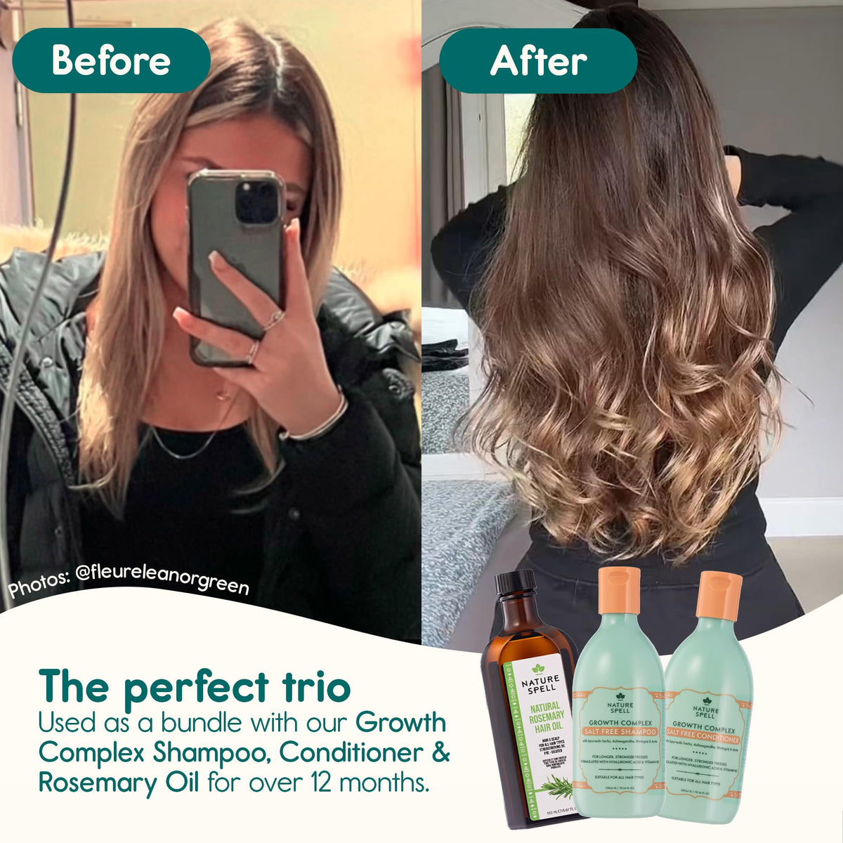 Nature Spell Hair Growth Shampoo and Conditioner Set, 10.14 Fl Oz x 2