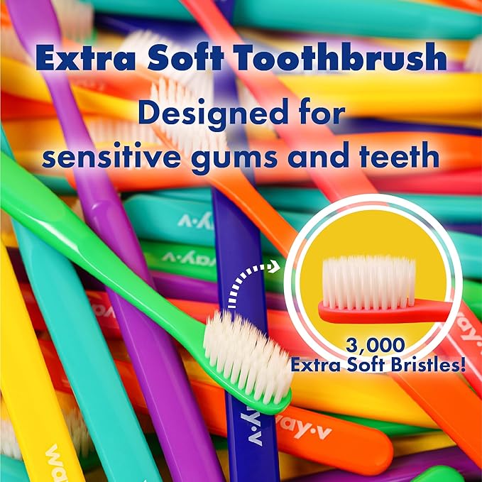 WAY.V Extra Soft Toothbrush Refill for Adults Sensitive Gums and Teeth with Individual Head Covers, 7 Pcs Manual Toothbrushes - Family and Guests - Pink (7 Counts, Soft Bristle)