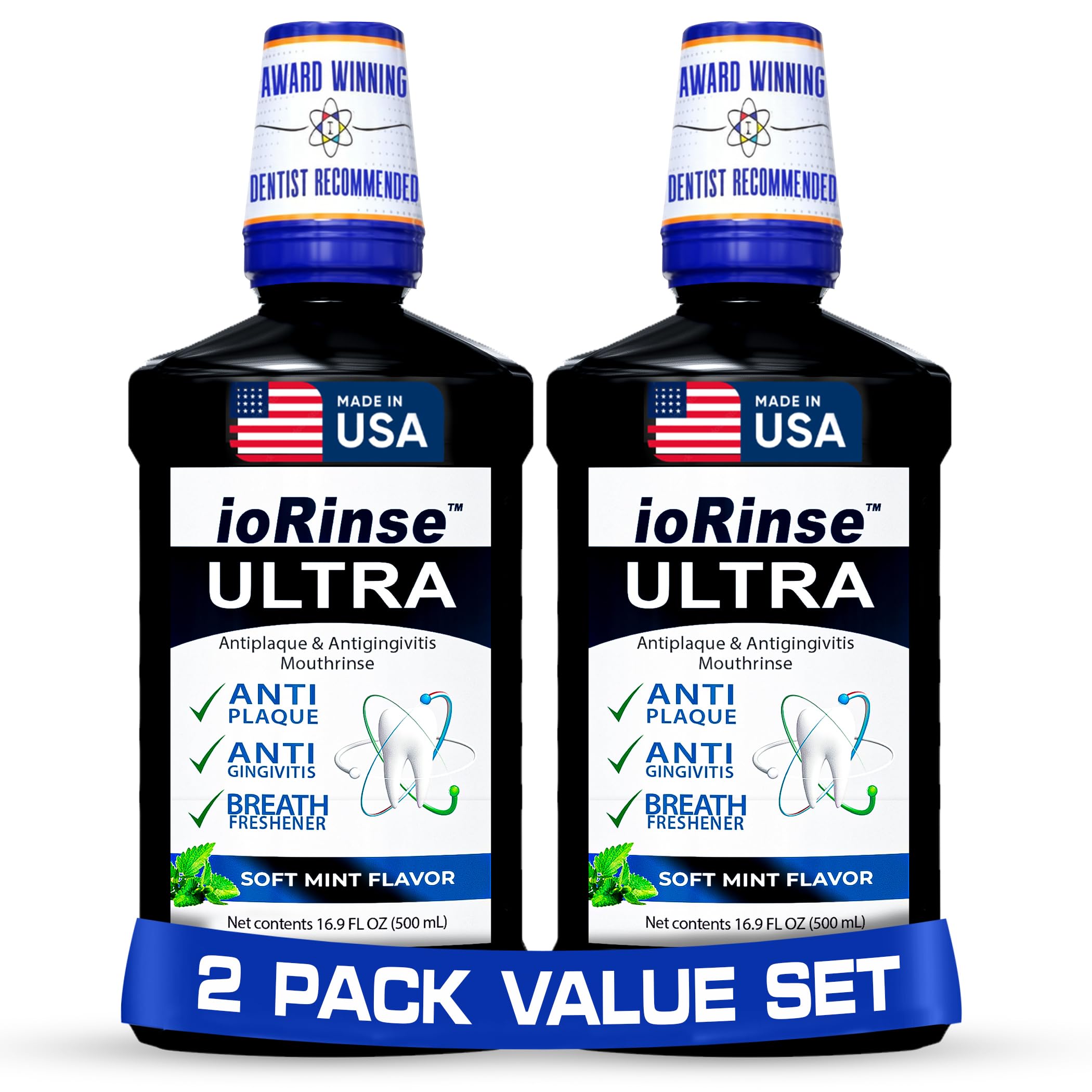 ioRinse Ultra Mouthwash is the Choice of 1,000s of Dentists as the Mouth Wash for Adults and Kids Oral Care. It's an Alcohol Free, Bad Breath Treatment and Gum mouthwash with Xylitol - Pack of 2