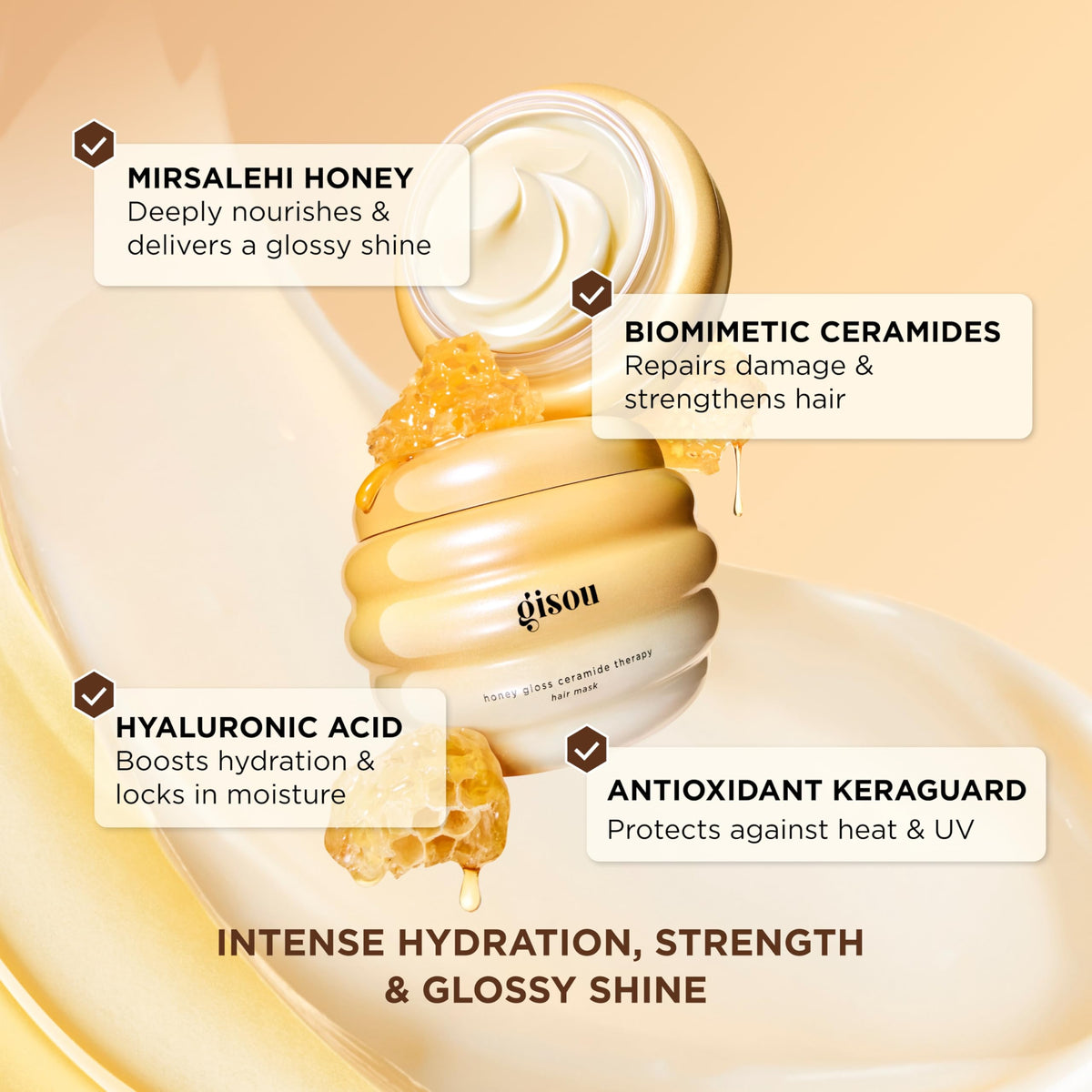 Gisou Honey Gloss Ceramide Therapy Hair Mask (2.5 fl oz) - Travel Size