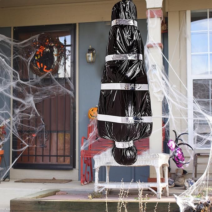 Halloween Decorations Corpse Dead Victim Props 60 inch Hanging Dead Body Decorations Scary Fake Corpse in Bag Indoor Outdoor Halloween Props Creepy Decor Haunted House Hanging Decorations (Black)