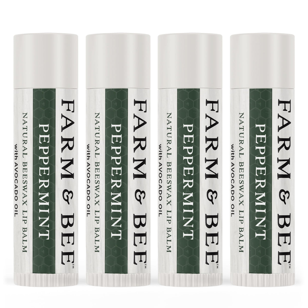 Natural Lip Balm - Organic & Natural Ingredients - Beeswax Based Moisturizing Lip Care Chapstick for Chapped Lips - Great Gift Idea - Farm & Bee - 0.15oz (Pack of 4 - Peppermint)