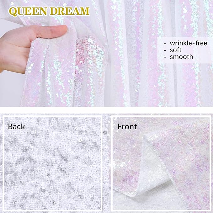 Backdrop Curtains Iridescent Sequin Fabric 3 Pieces 2ftx8ft Glitter Fabric for Party Photography Backgrounds