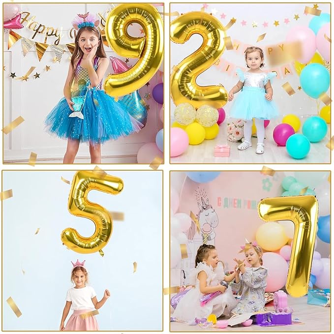40 inch Gold Number Balloon Giant Foil Helium Balloons Gold Number 2 Balloon for 2nd Birthday Party Anniversary Decorations Supplies