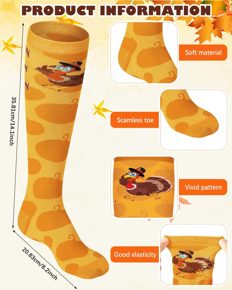 ShinyMatch 18 Pcs 18 Pcs Thanksgiving Turkey Trot Costume Set Turkey Sports Headbands Running Socks for Men Women