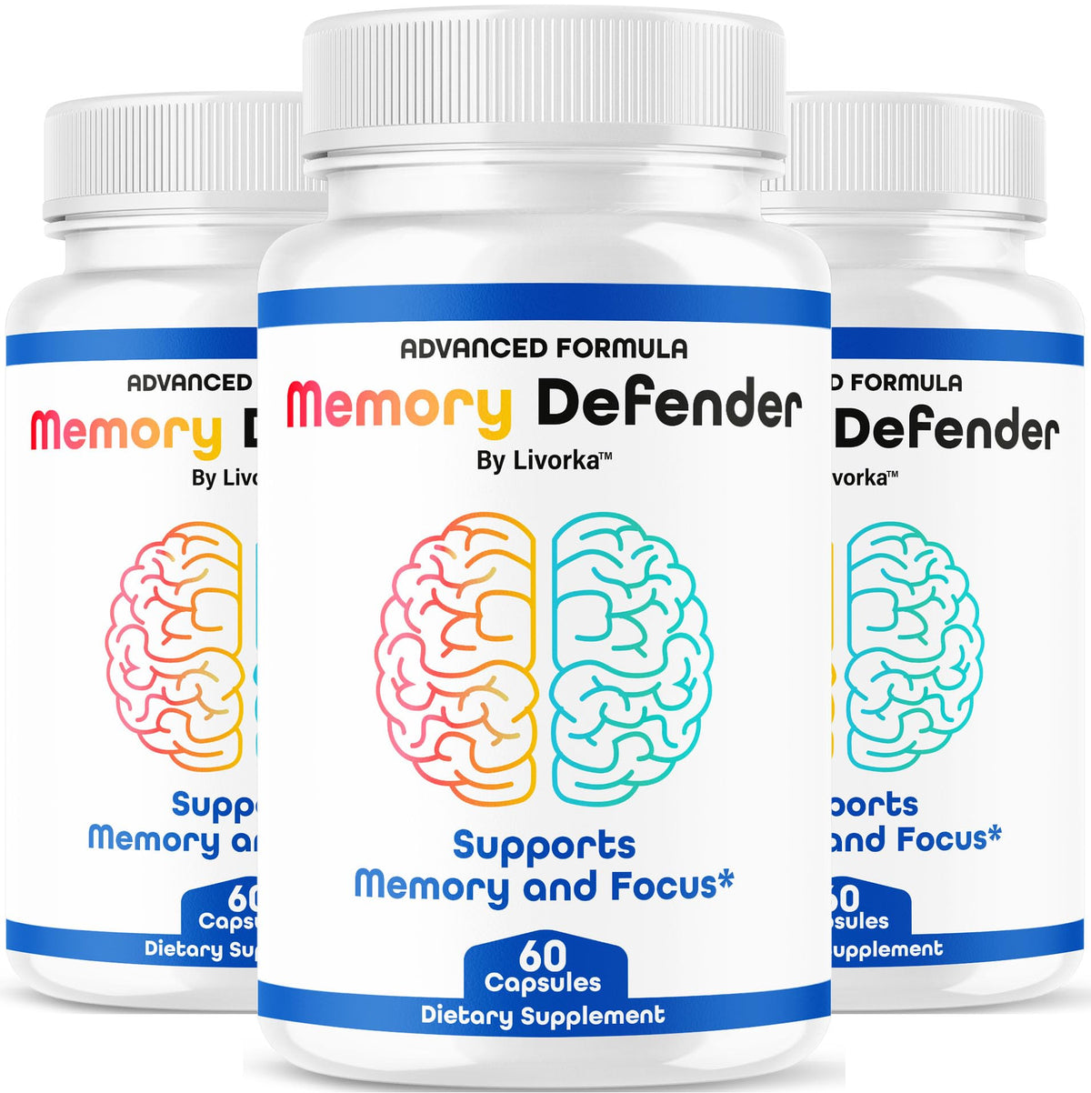 (3 Pack) Memory Defender Capsules, MemoryDefender Advanced Brain Support Pills, All Natural Premium Supplement, Memorydefender Maximum Strength Multivitamin Daily Wellness, 180 Capsules for 3 Months