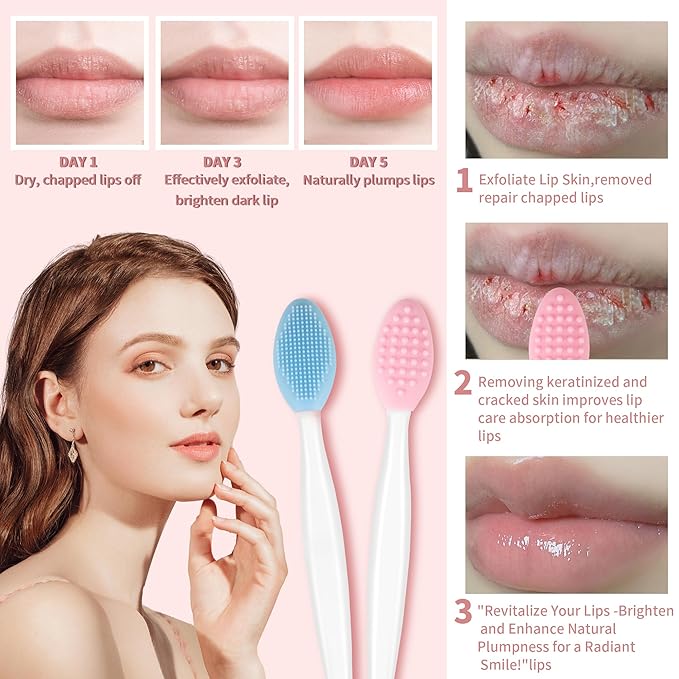 50 Pcs Lip Scrub Brush,Lip Scrubber Exfoliator,Double-Sided Silicone Lip Brush Tool for Men Women Lip Lightening, Lip Exfoliator Scrubber Tool for Dark Lips