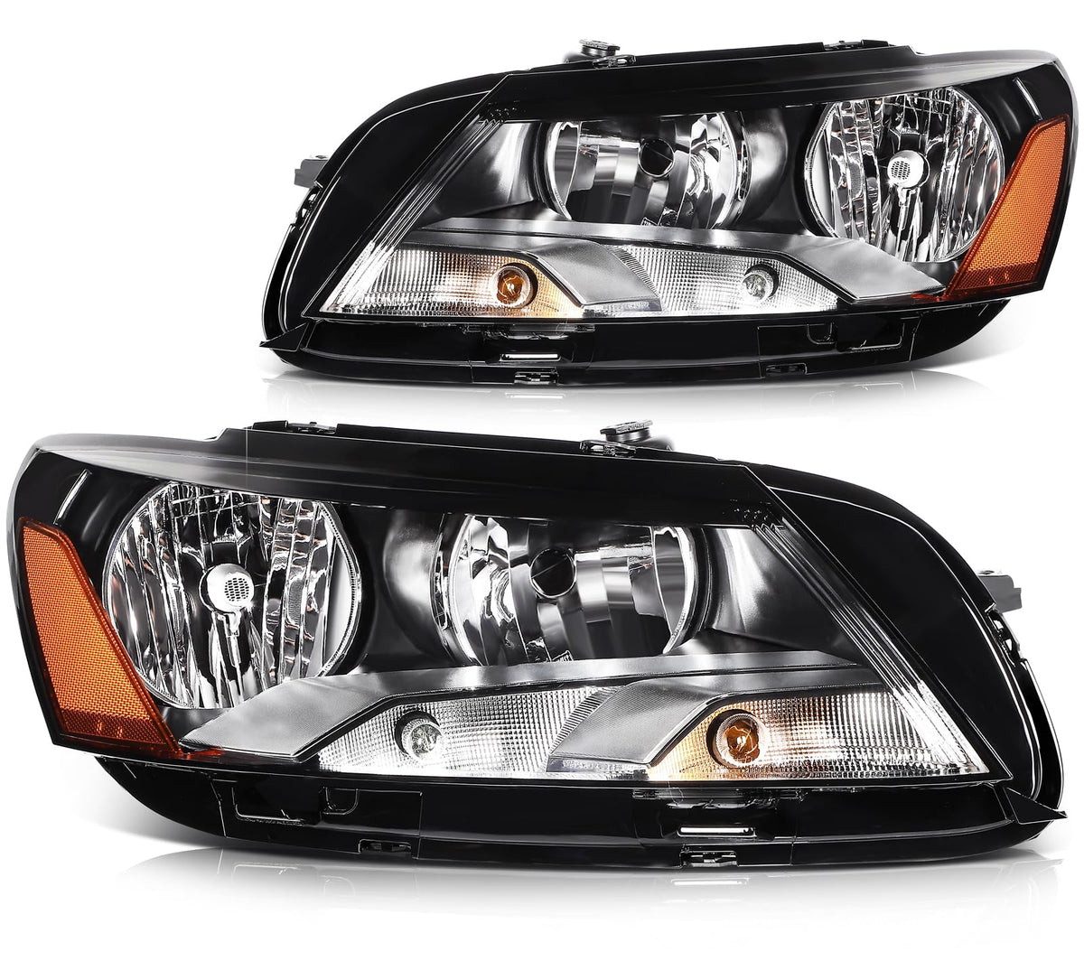 LBRST Headlight Assembly Fit For Volkswagen For Passat 2012-2015 Black Housing Amber Reflector Clear Lens Driver and Passenger S