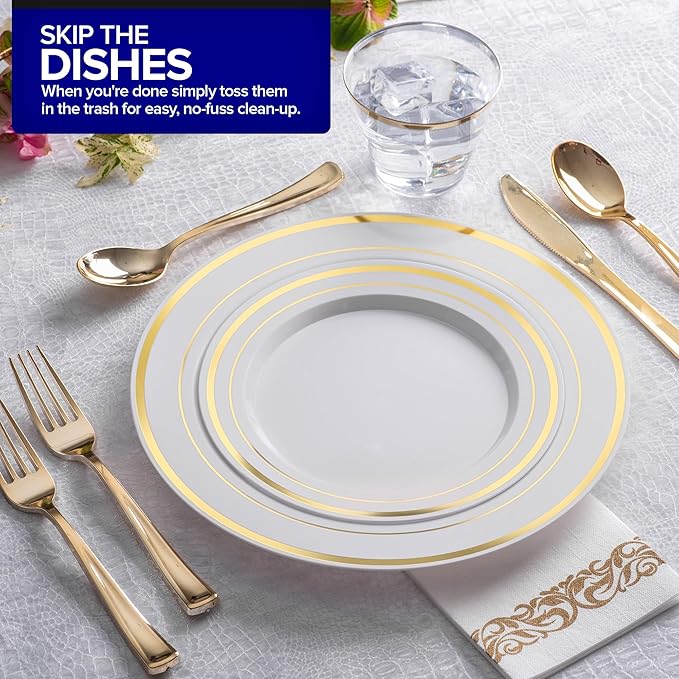 75 Pieces Heavy Duty (Gold) Plastic Silverware Set, Disposable Cutlery Set, Great for Parties, Weddings, and Catering, Flatware Utensils Included: 25 Forks, 25 Spoons, 25 Knives, Stock Your Home