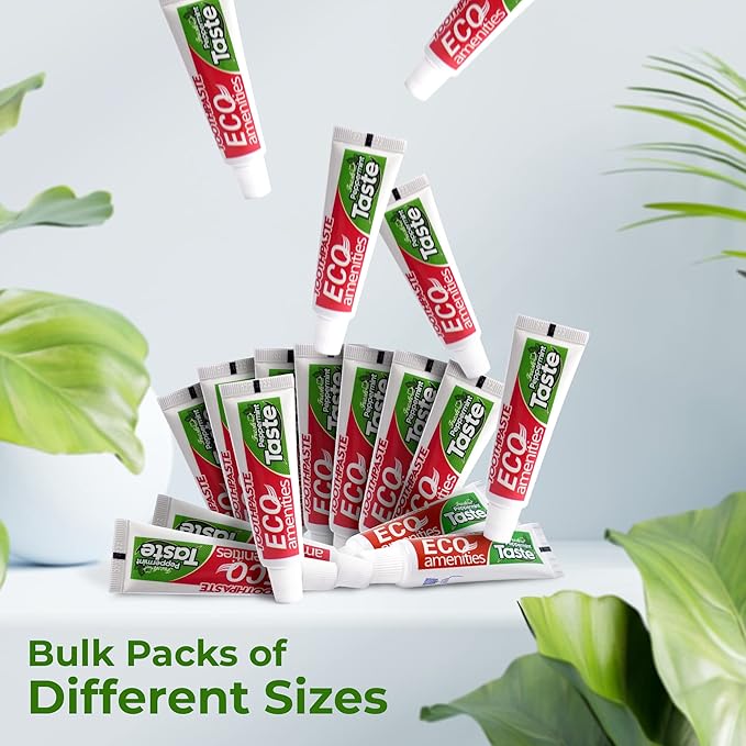 ECO amenities Travel Toothpaste Tubes - TSA-Approved Bulk Toothpaste - Peppermint Flavor Mini Pack - Travel Hygiene Kit Bulk - 0.2 Oz Tube