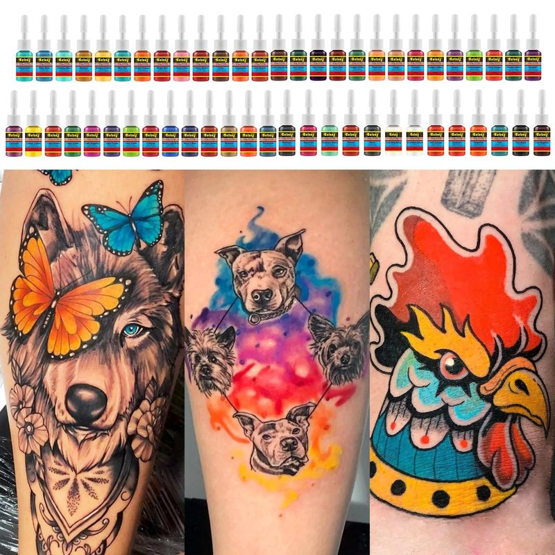 Solong Tattoo Ink Set 54 Complete Colors Pigment Kit 1/6oz (5ml) Tattoo Supply for Tattoo Kit TI1001-5-54