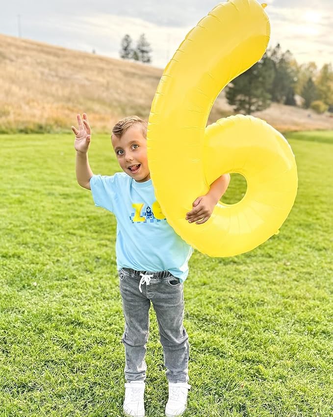 Yellow Number 8 Balloon 40 Inch, 8 Balloon Number, 8th Birthday Decorations, Yellow Party Supplies for Boys Girls