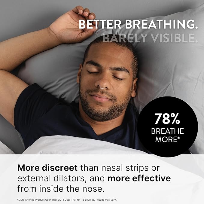 Mute Nasal Dilator Snoring Solution | Large 3 Pack | Snore Less & Sleep Better | Nasal Strip Alternative | Comfortable Breathing Aids for Better Sleep & Improved Airflow