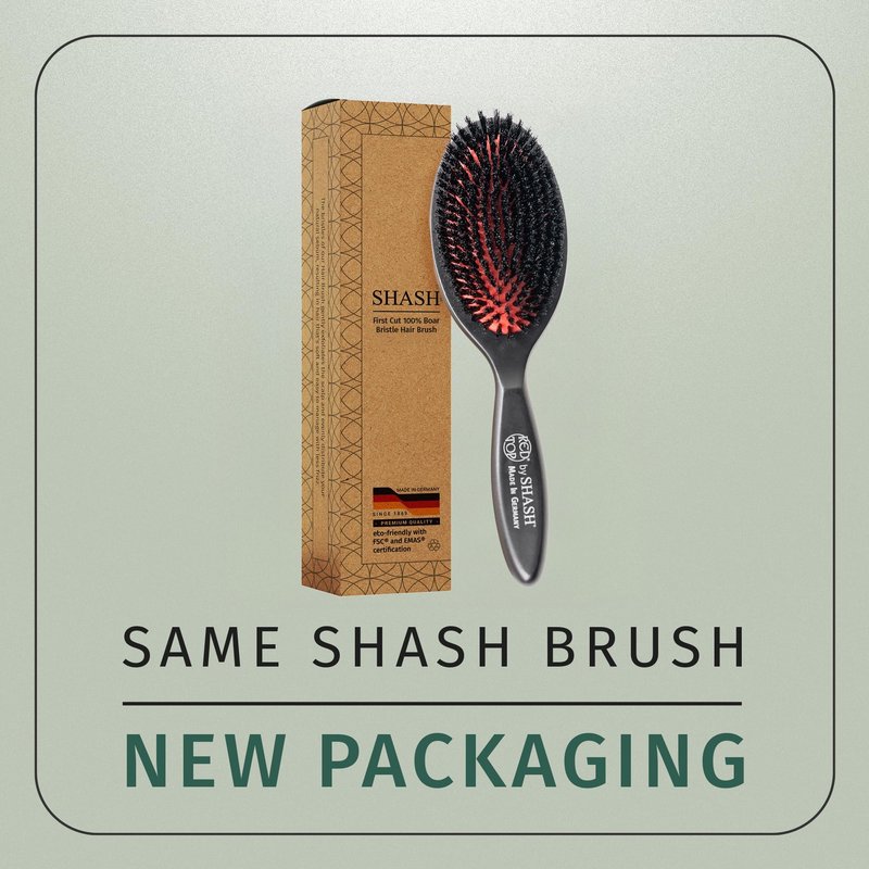 SHASH 100% First Cut Boar Bristle Hair Brush, Suitable For FINE TO THIN HAIR TYPES ONLY - Naturally Conditions Hair, Improves Texture, Exfoliates, Stimulates, Made in Germany (Medium)