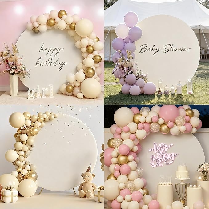 7.2FT Backgrounds Circle Arch Backdrop Cover, Round Arch Backdrop Cover, Round Balloon Arch Cover for Party, Wedding, Birthday Decorations