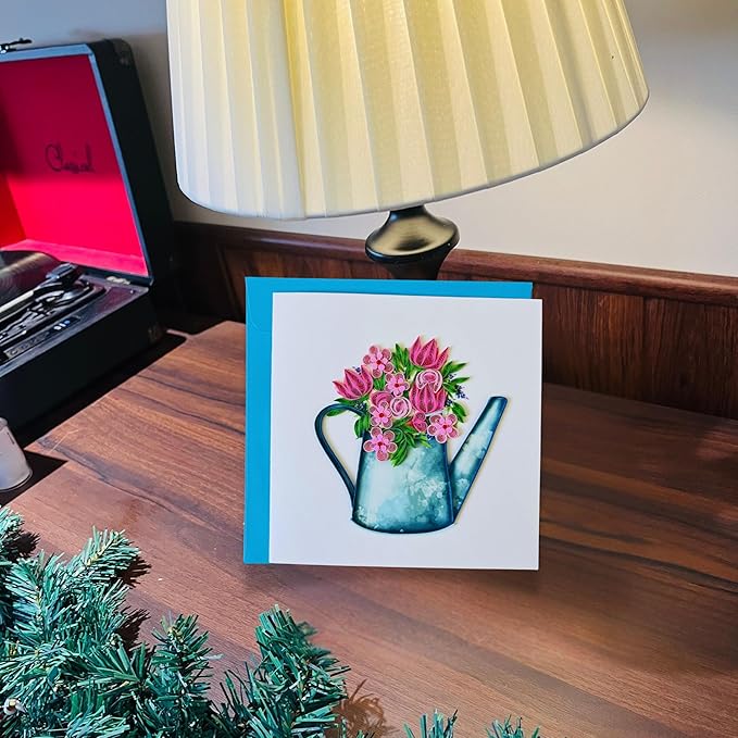Quilling Card 3D Greeting Cards, handmade Quilling Cards birthday card, handcrafted cards for all occasions, Heart, tulip flower (Flowers)