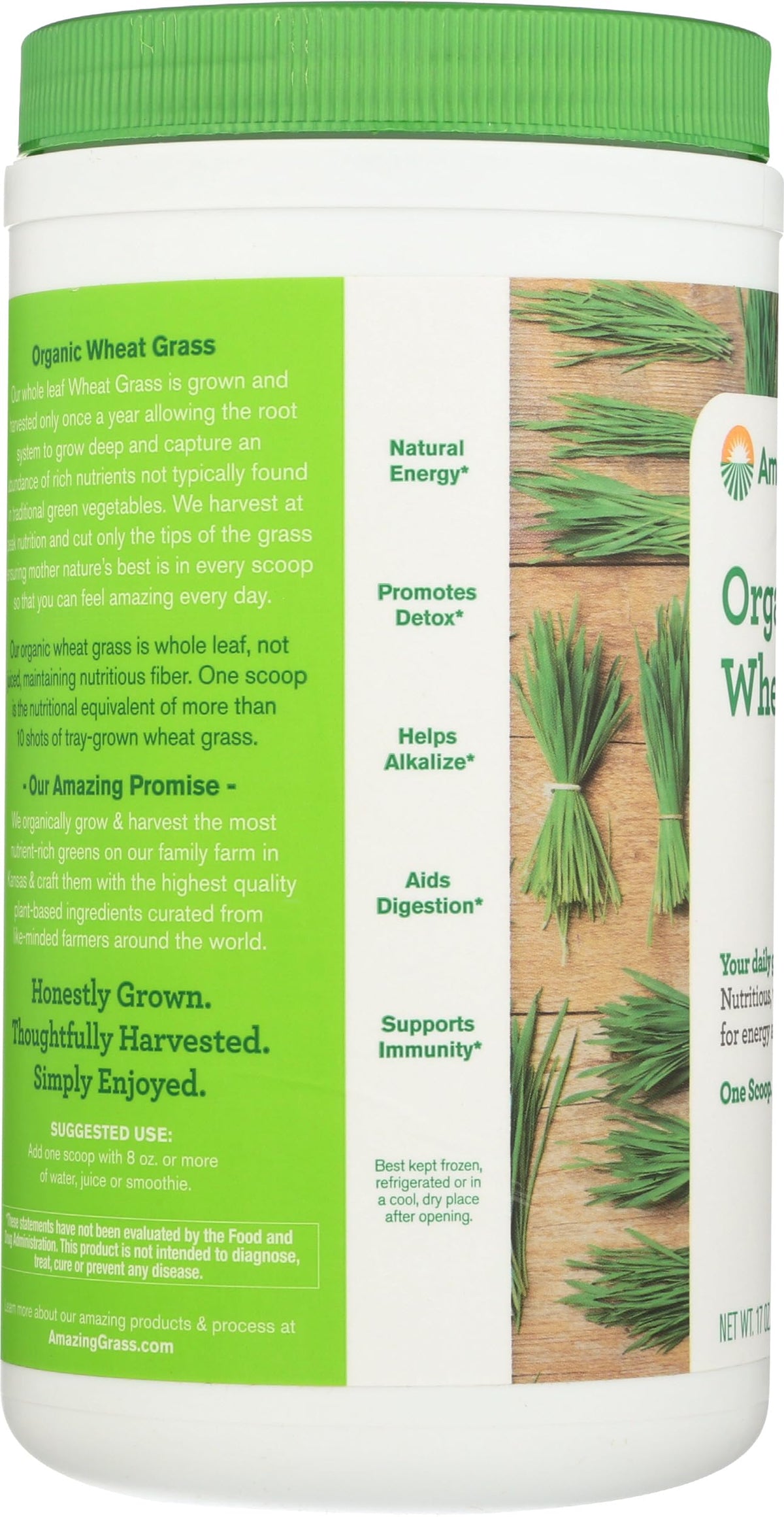 Amazing Grass Wheat Grass Powder: 100% Whole-Leaf Wheat Grass Powder for Energy, Detox & Immunity Support, Chlorophyll Providing Greens, 60 Servings