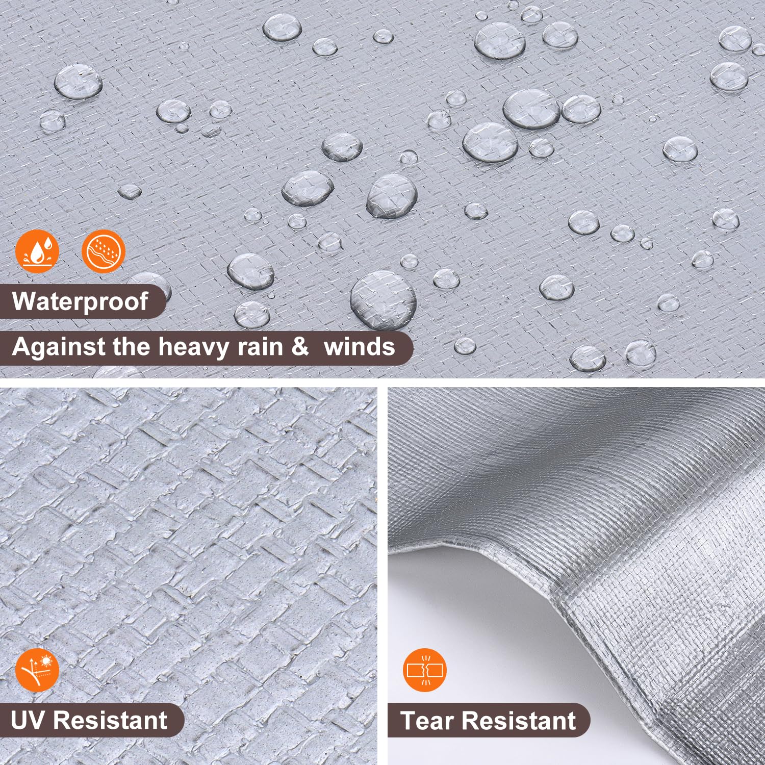 Patiobay Tarp 12x16FT, 16 Mil, Heavy Duty Waterproof Tarps with Grommets Every 23.6", 420D Thick Plastic Tarp, UV Resistant, Tear & Fade Resistant, Reinforced Edges for Outdoor Pool, Camp, Tent